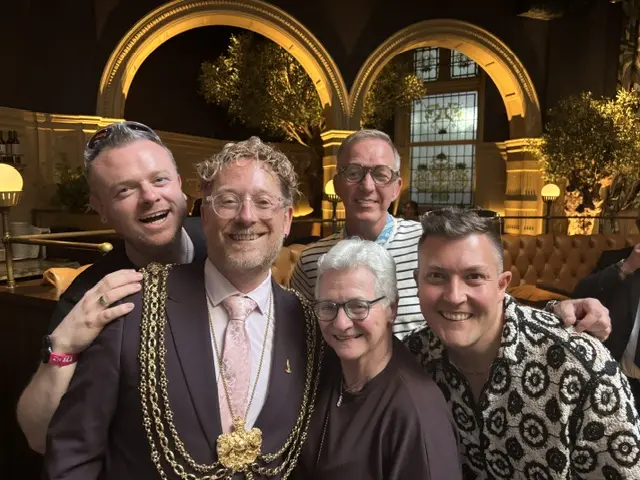The Lord Mayor with people enjoying an evening in Leeds